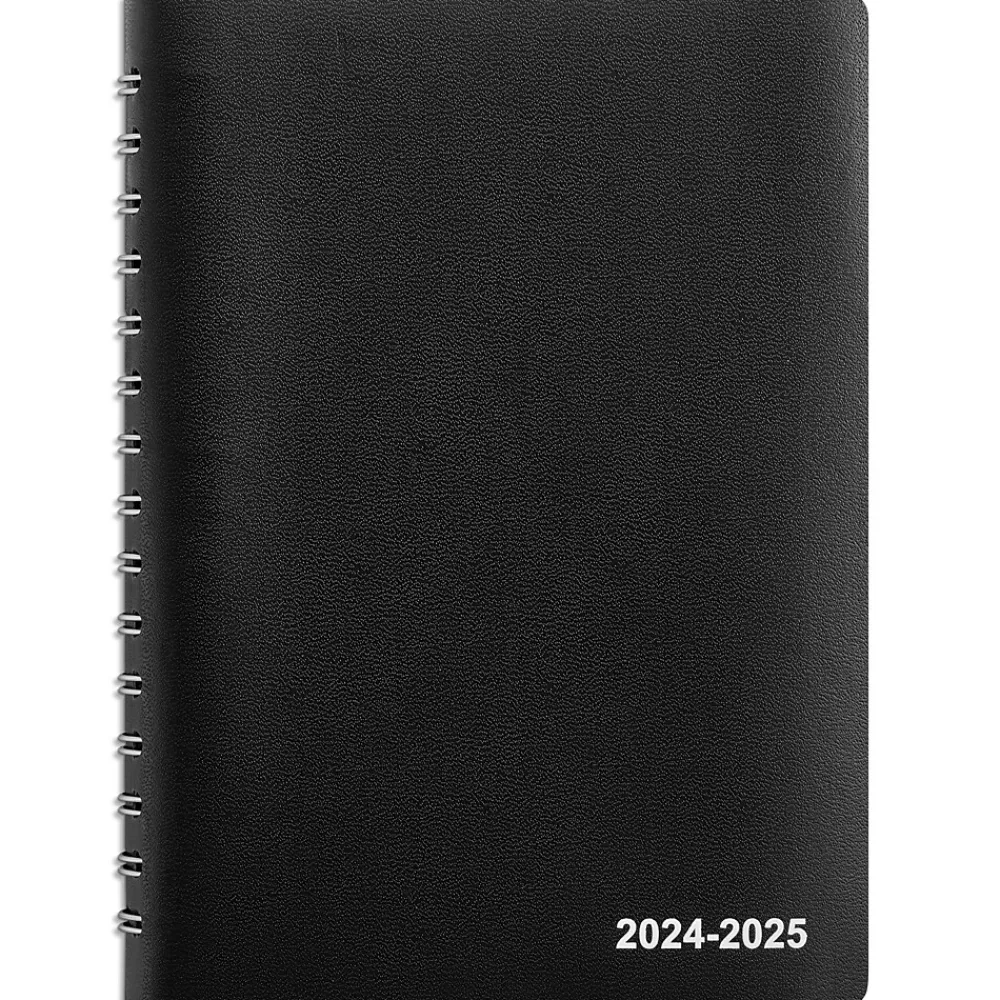 Academic Planners|Staples 2024-2025 5" x 8" Academic Daily Appointment Book, Faux Leather Cover, Black (ST60364-23)