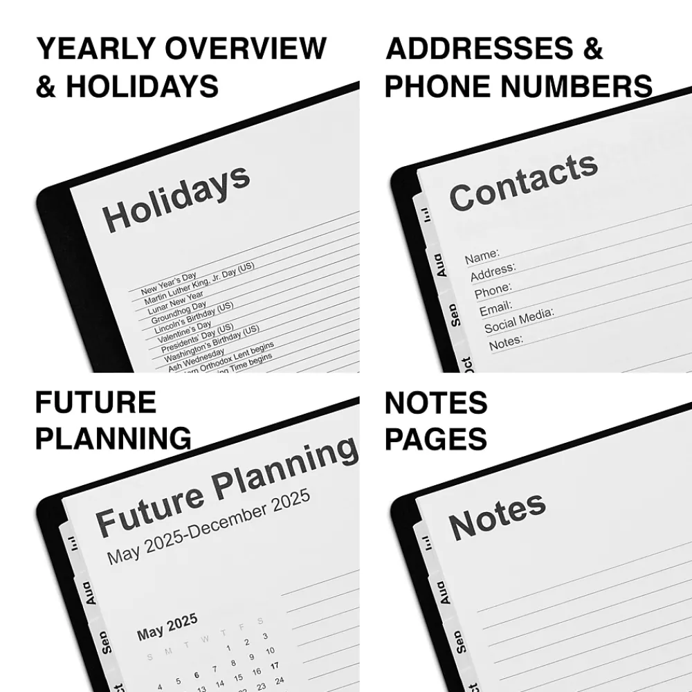 Academic Planners|Staples 2023-2024 8" x 11" Academic Weekly & Monthly Appointment Book, Black (ST25499-23)