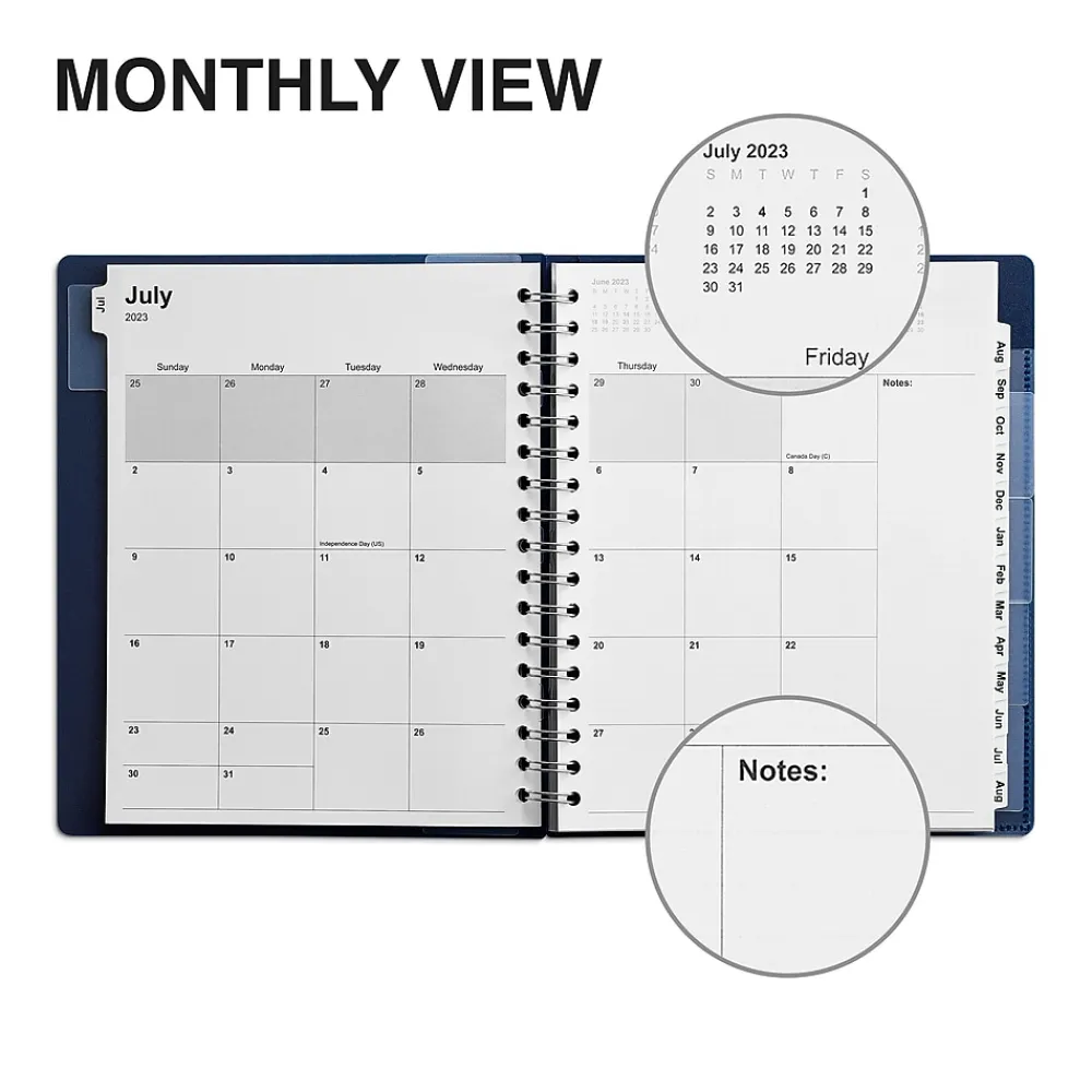 Academic Planners|Staples 2023-2024 7" x 9" Academic Weekly & Monthly Appointment Book, Blue (ST60360-23)