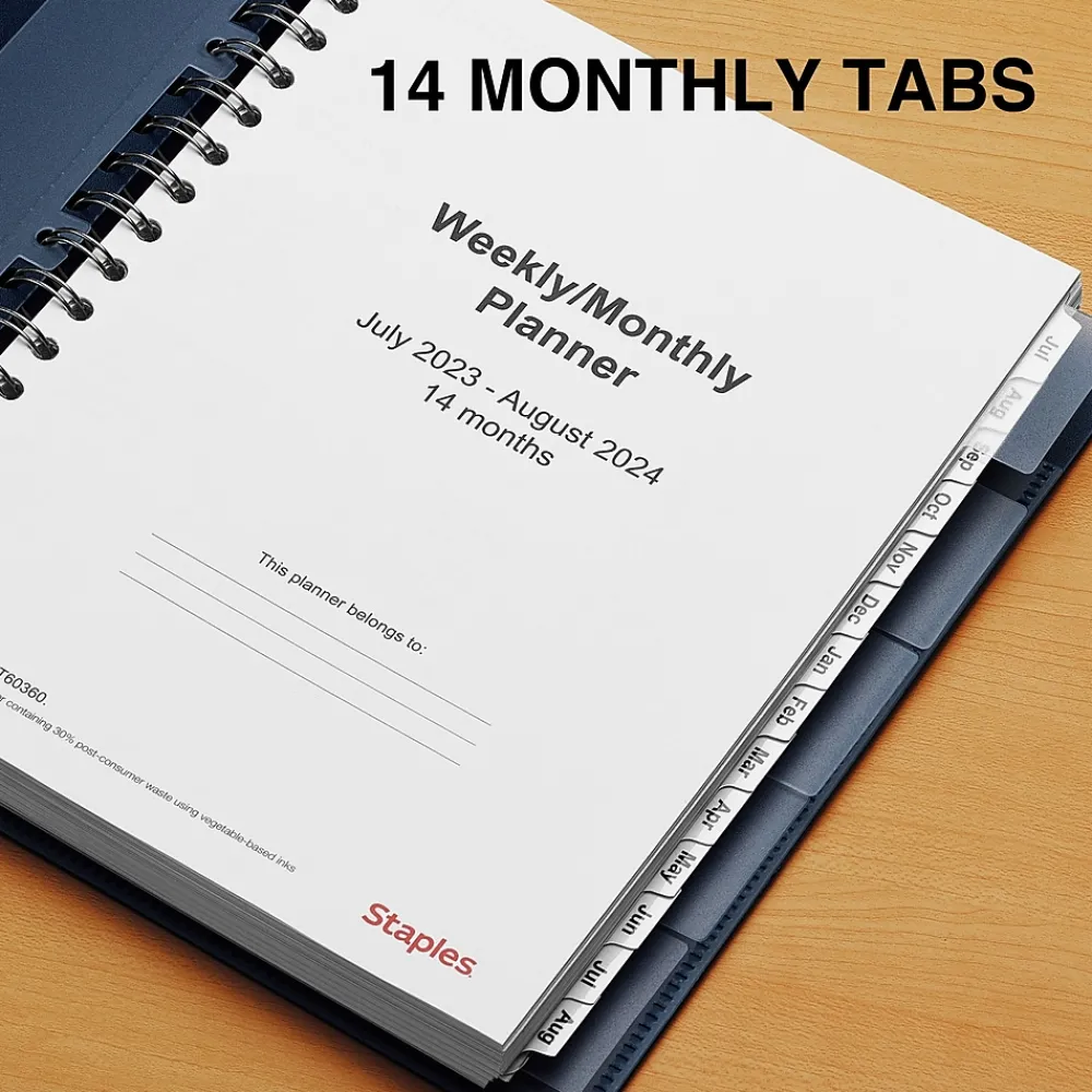 Academic Planners|Staples 2023-2024 7" x 9" Academic Weekly & Monthly Appointment Book, Blue (ST60360-23)