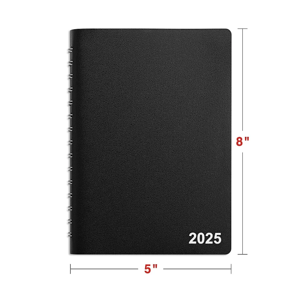 2025 Planners|Staples 2025 5" x 8" Daily Appointment Book, Black (ST58452-25)