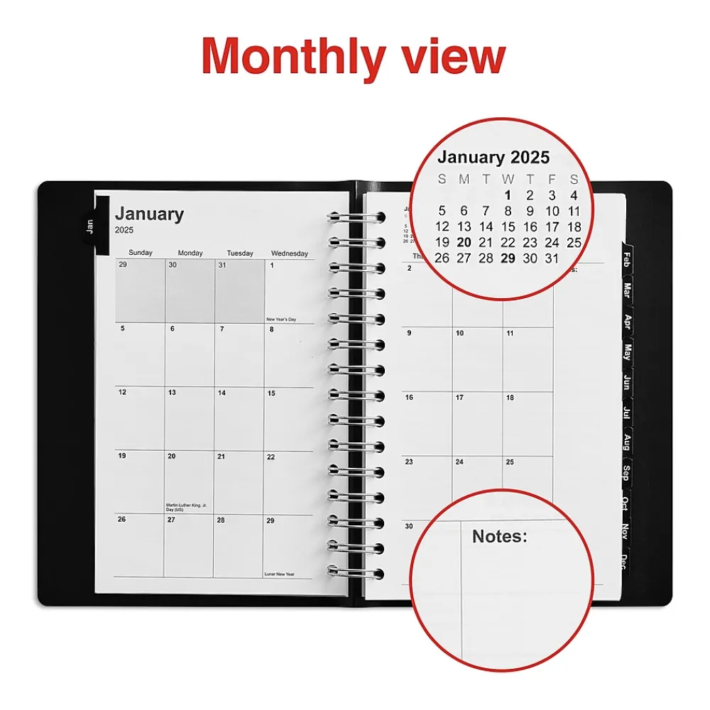 2025 Planners|Staples 2025 5" x 8" Daily Appointment Book, Black (ST58452-25)