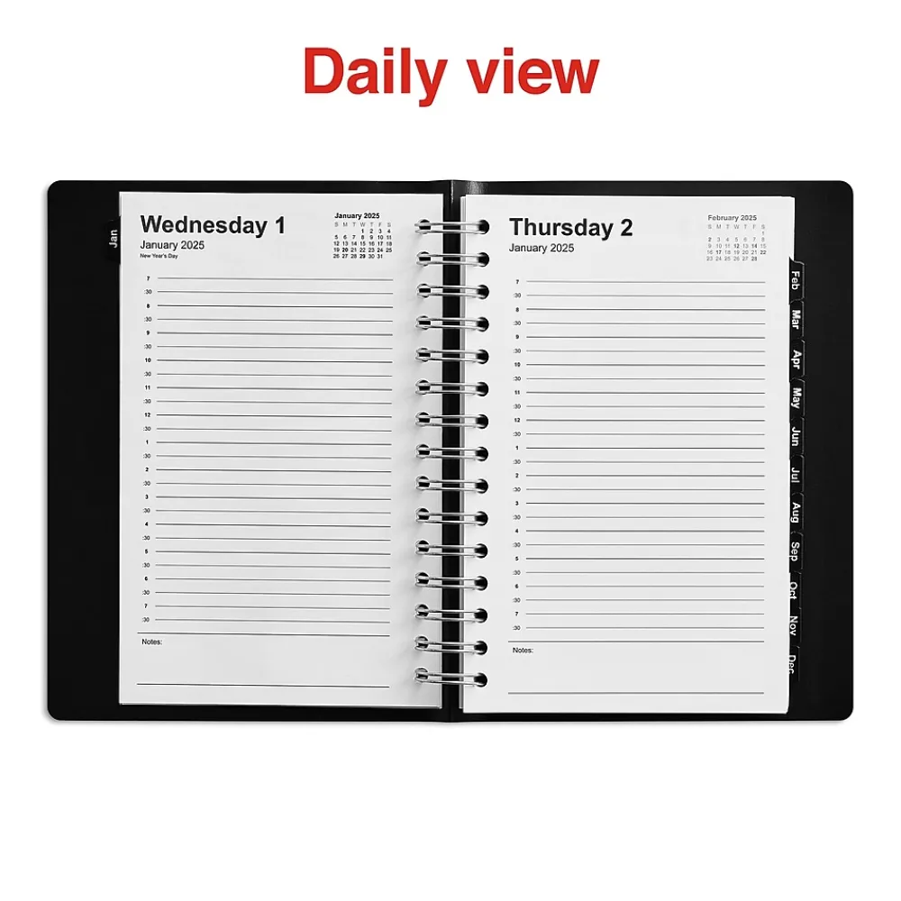 2025 Planners|Staples 2025 5" x 8" Daily Appointment Book, Black (ST58452-25)