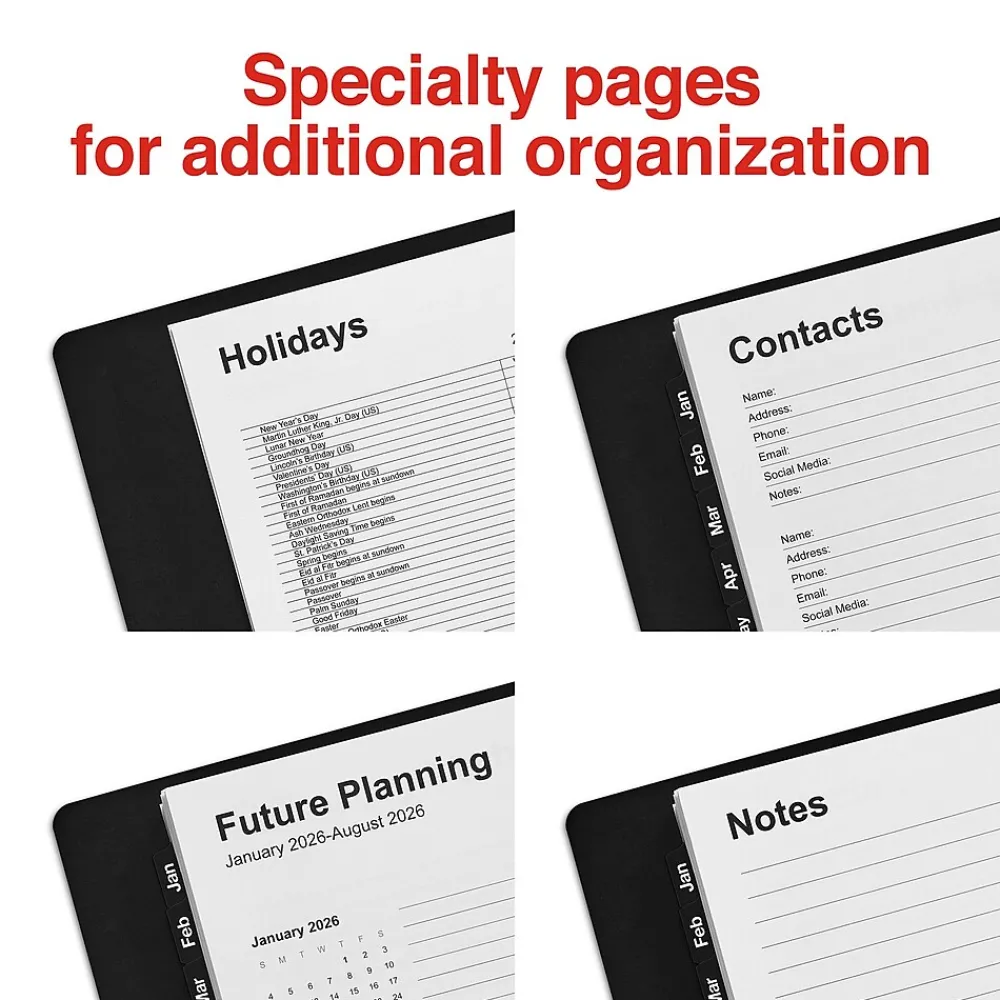 2025 Planners|Staples 2025 5" x 8" Daily Appointment Book, Black (ST58452-25)