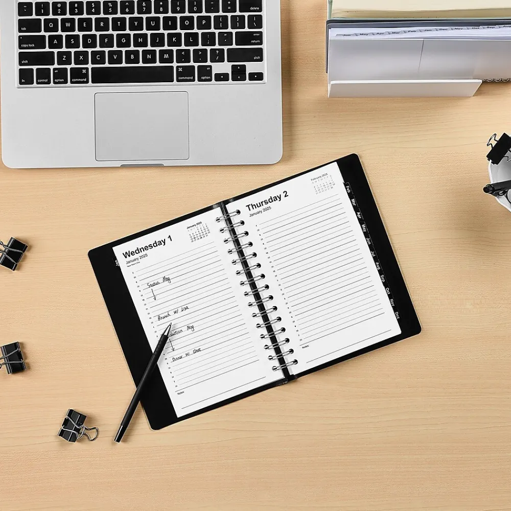 2025 Planners|Staples 2025 5" x 8" Daily Appointment Book, Black (ST58452-25)