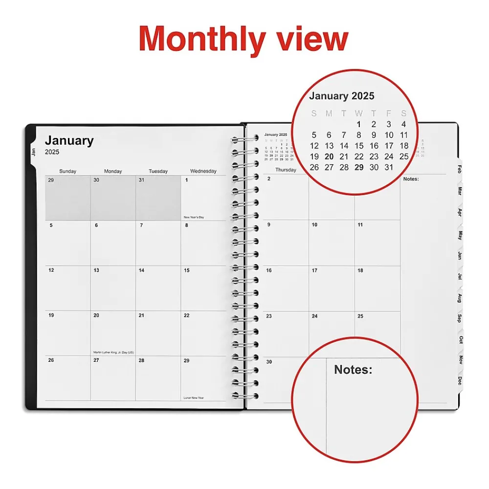 2025 Planners|Staples 2025 8" x 11" Daily Appointment Book, Black (ST21487-25)