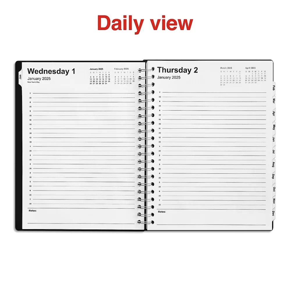 2025 Planners|Staples 2025 8" x 11" Daily Appointment Book, Black (ST21487-25)
