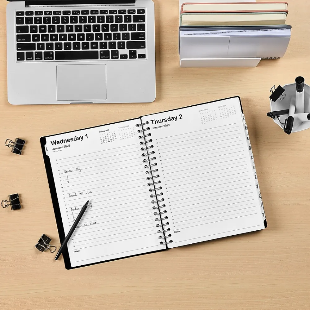2025 Planners|Staples 2025 8" x 11" Daily Appointment Book, Black (ST21487-25)