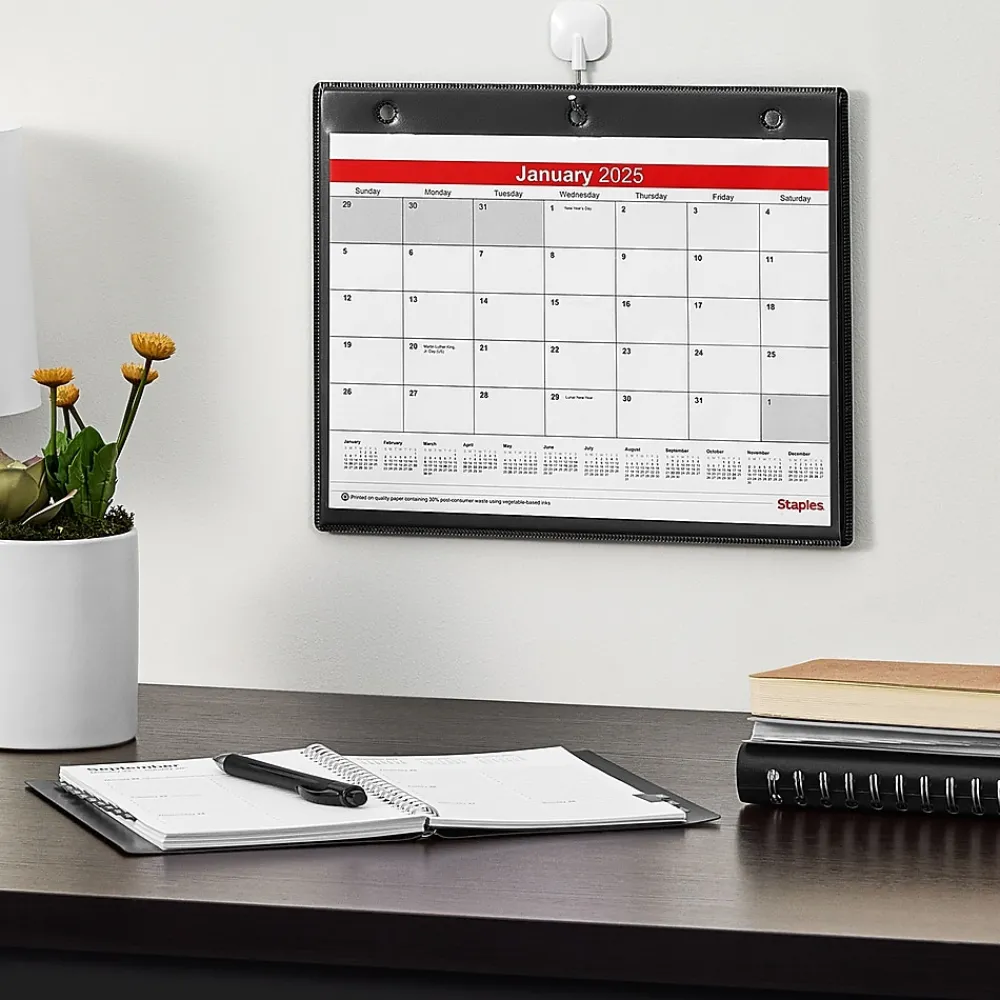 2025 Calendars|Staples 2025 11" x 8" Wall Calendar, White/Black (ST12949-25)
