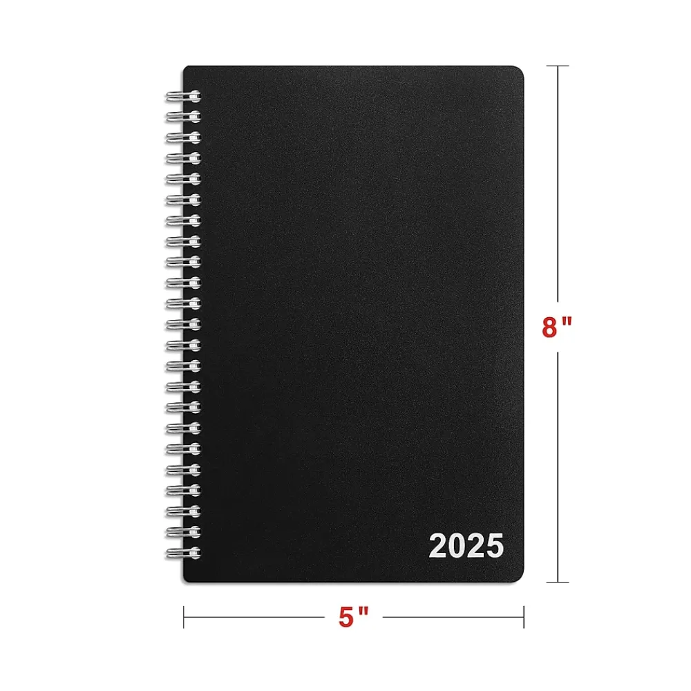 2025 Planners|Staples 2025 5" x 8" Weekly & Monthly Planner, Plastic Cover, Black (ST21490-25)