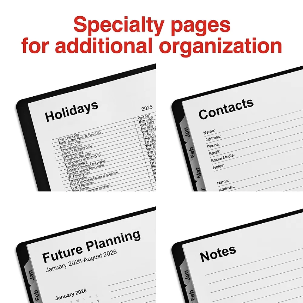 2025 Planners|Staples 2025 5" x 8" Weekly & Monthly Planner, Plastic Cover, Black (ST21490-25)