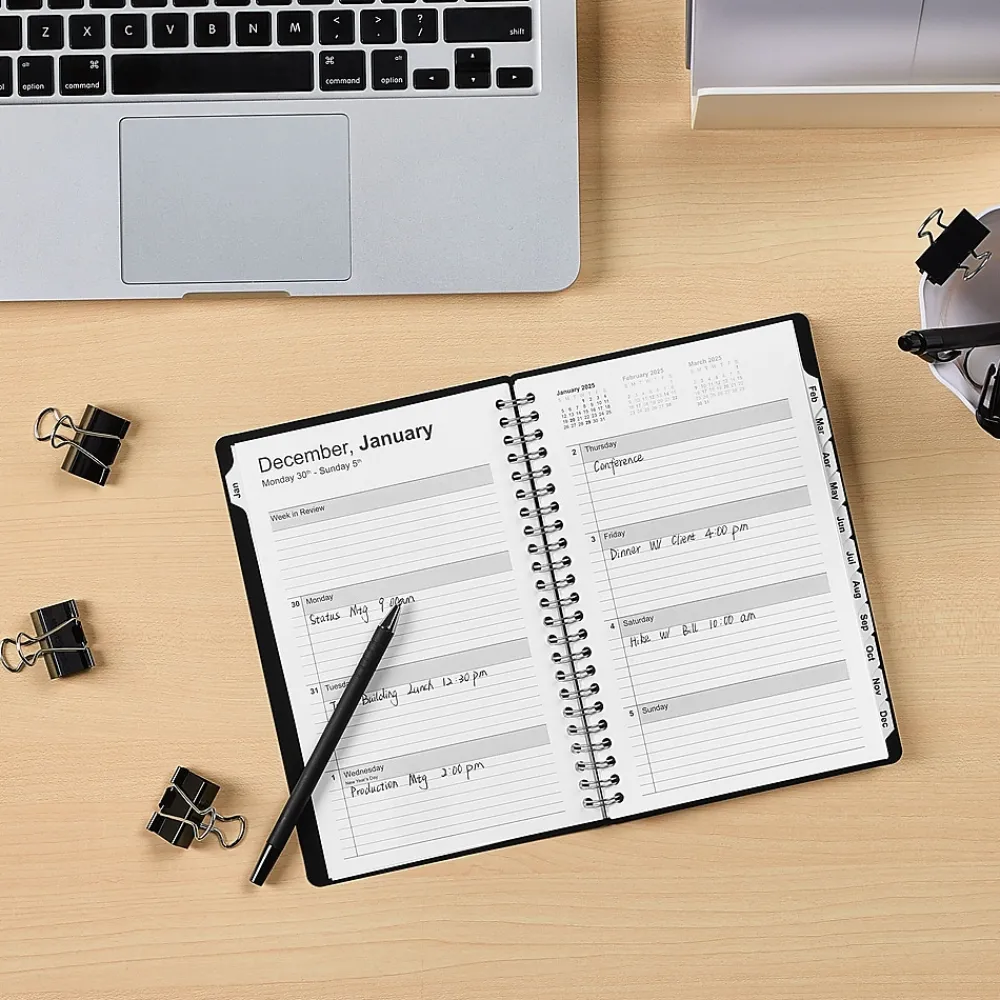 2025 Planners|Staples 2025 5" x 8" Weekly & Monthly Planner, Plastic Cover, Black (ST21490-25)