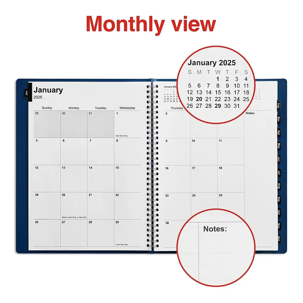 2025 Planners|Staples 2025 8" x 11" Weekly & Monthly Appointment Book, (TR58470-25) Navy