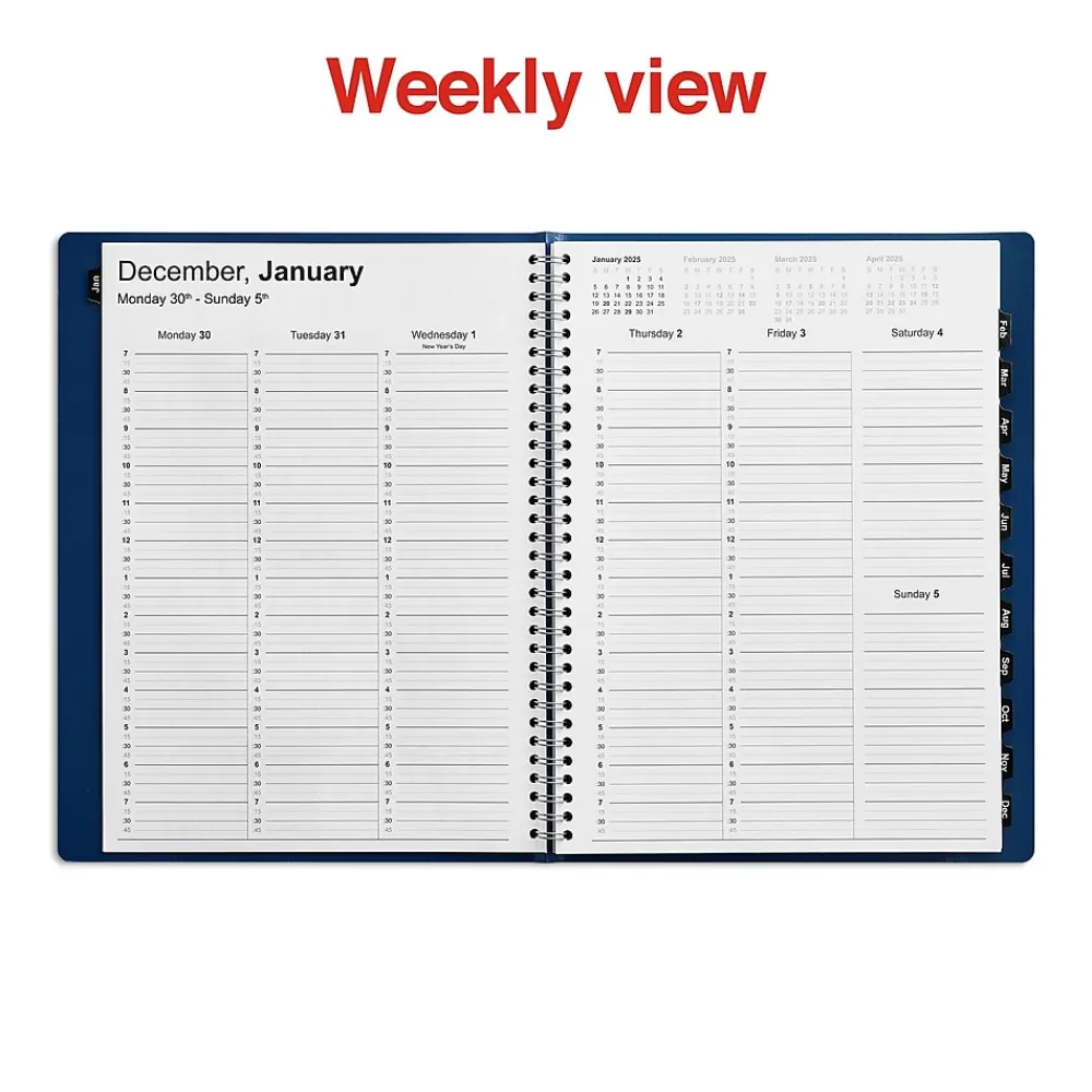 2025 Planners|Staples 2025 8" x 11" Weekly & Monthly Appointment Book, (TR58470-25) Navy