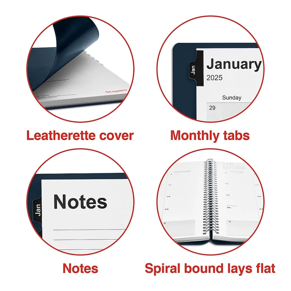 2025 Planners|Staples 2025 8" x 11" Weekly & Monthly Appointment Book, (TR58470-25) Navy