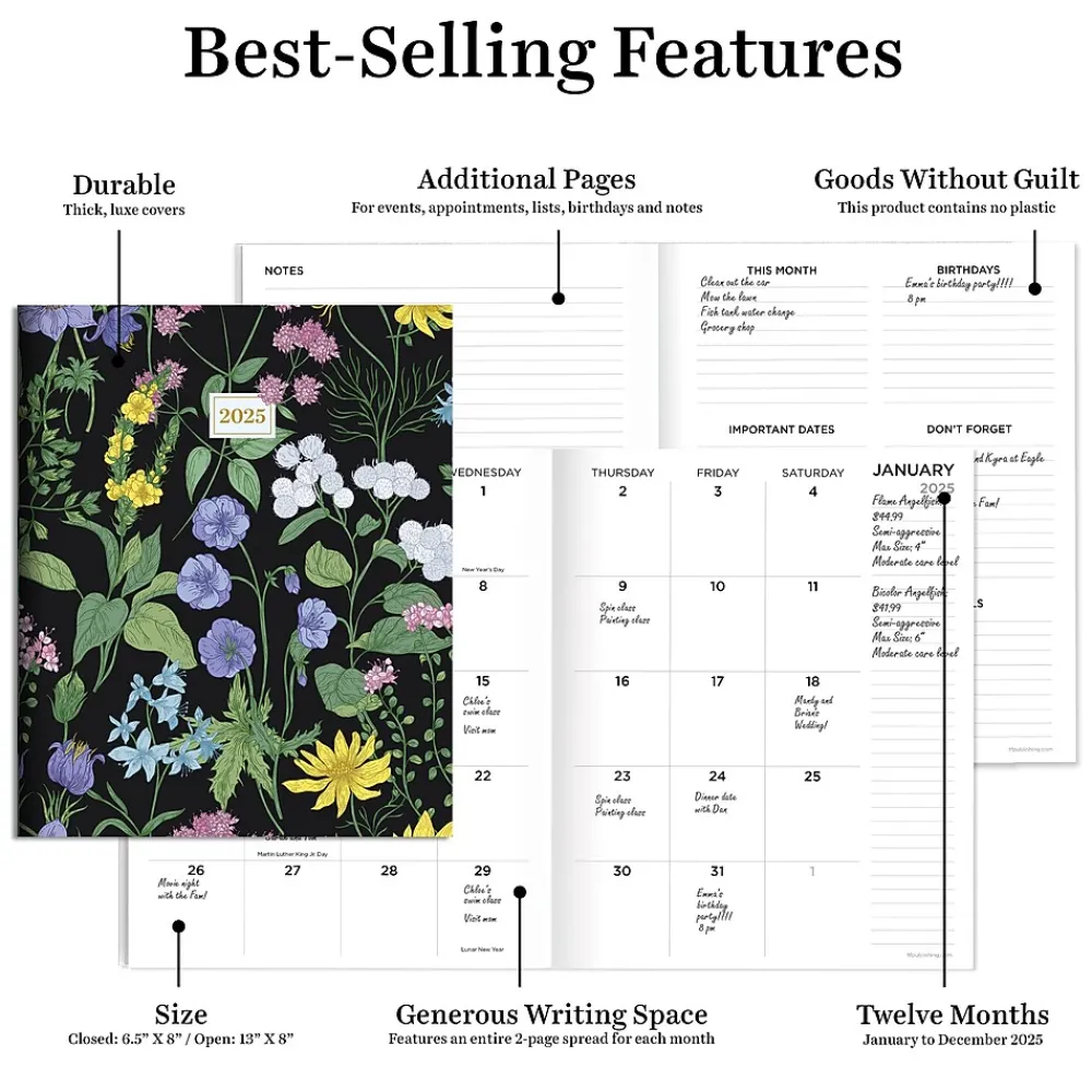 2025 Planners|TF Publishing 2025 6.5" x 8" Monthly Planner, Paperboard Cover, Garden Blooms (25-4210)