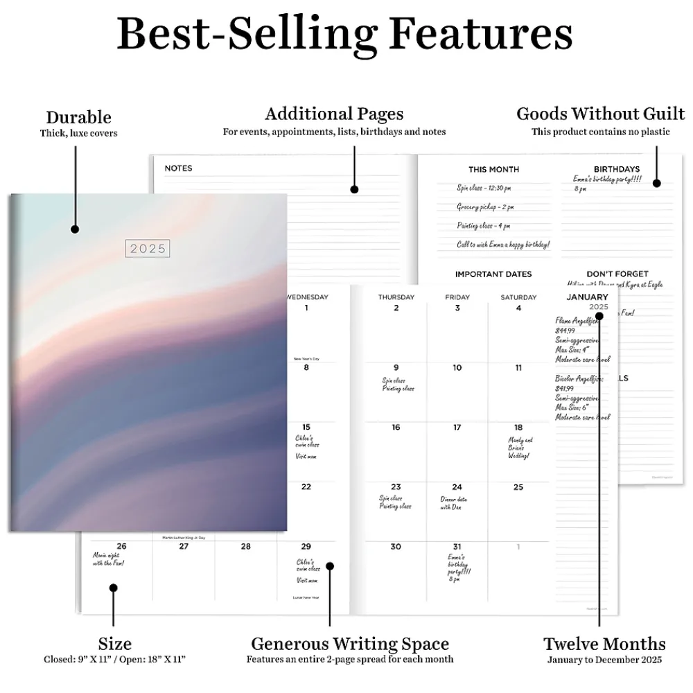 2025 Planners|TF Publishing 2025 9" x 11" Monthly Planner, Paperboard Cover, Hazy and Purple (25-4706)
