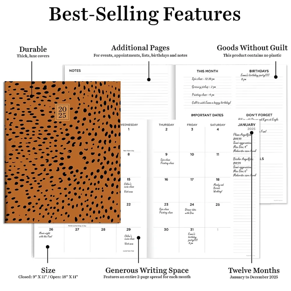 2025 Planners|TF Publishing 2025 9" x 11" Monthly Planner, Paperboard Cover, Always Animal Print (25-4700)