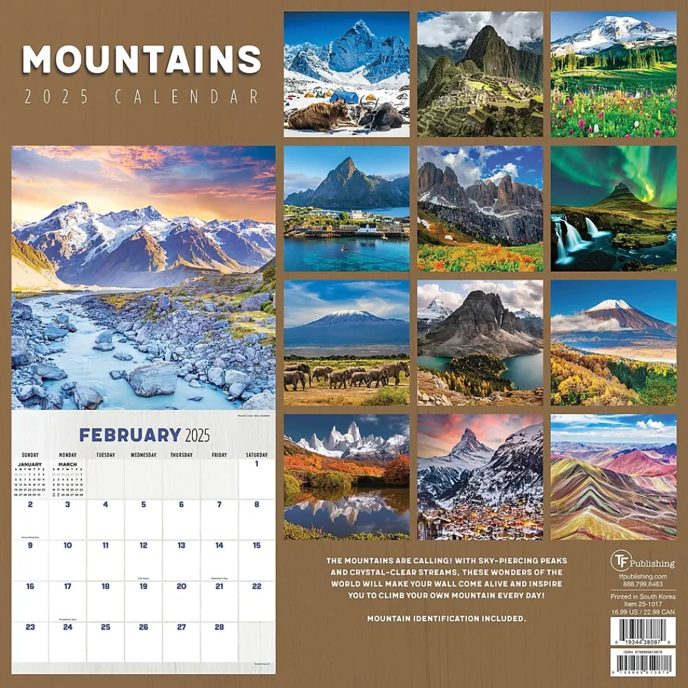 2025 Calendars|TF Publishing 2025 12" x 12" Mountains Wall Calendar (25-1017)