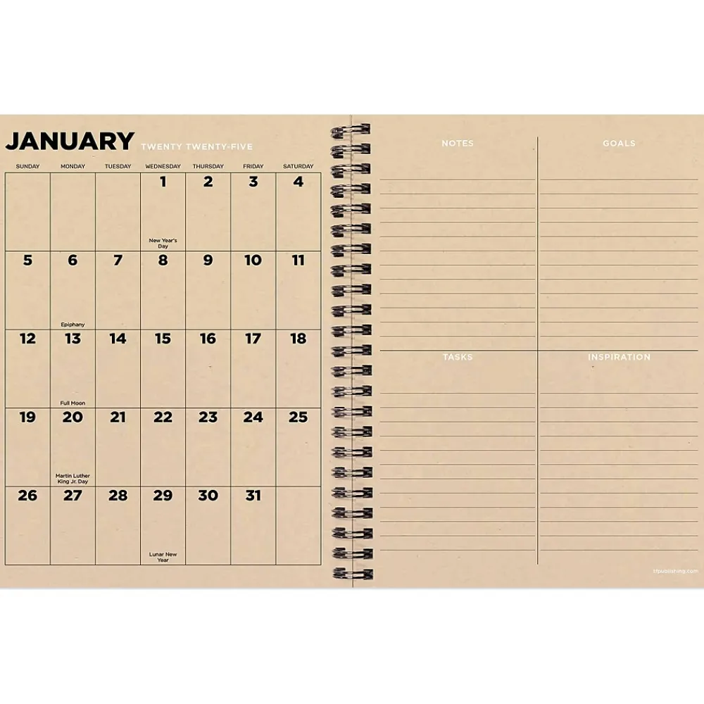 2025 Planners|TF Publishing 2025 6.5" x 8" Weekly & Monthly Planner, Paperboard Cover, Black/Beige (25-9202)
