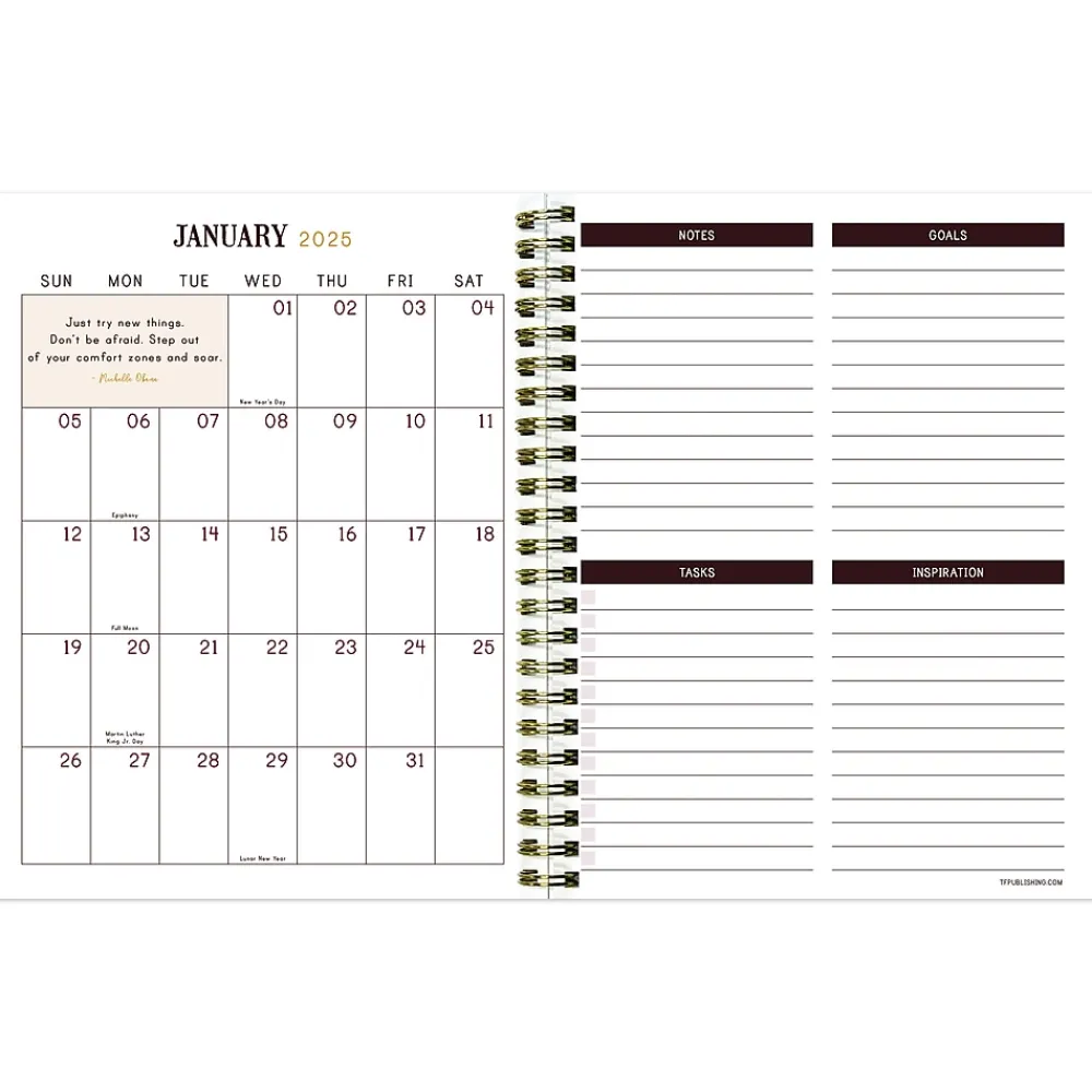 2025 Planners|TF Publishing 2025 Aged Leather 6.5" x 8" Weekly & Monthly Planner, Paperboard Cover, Multicolor (25-9218)