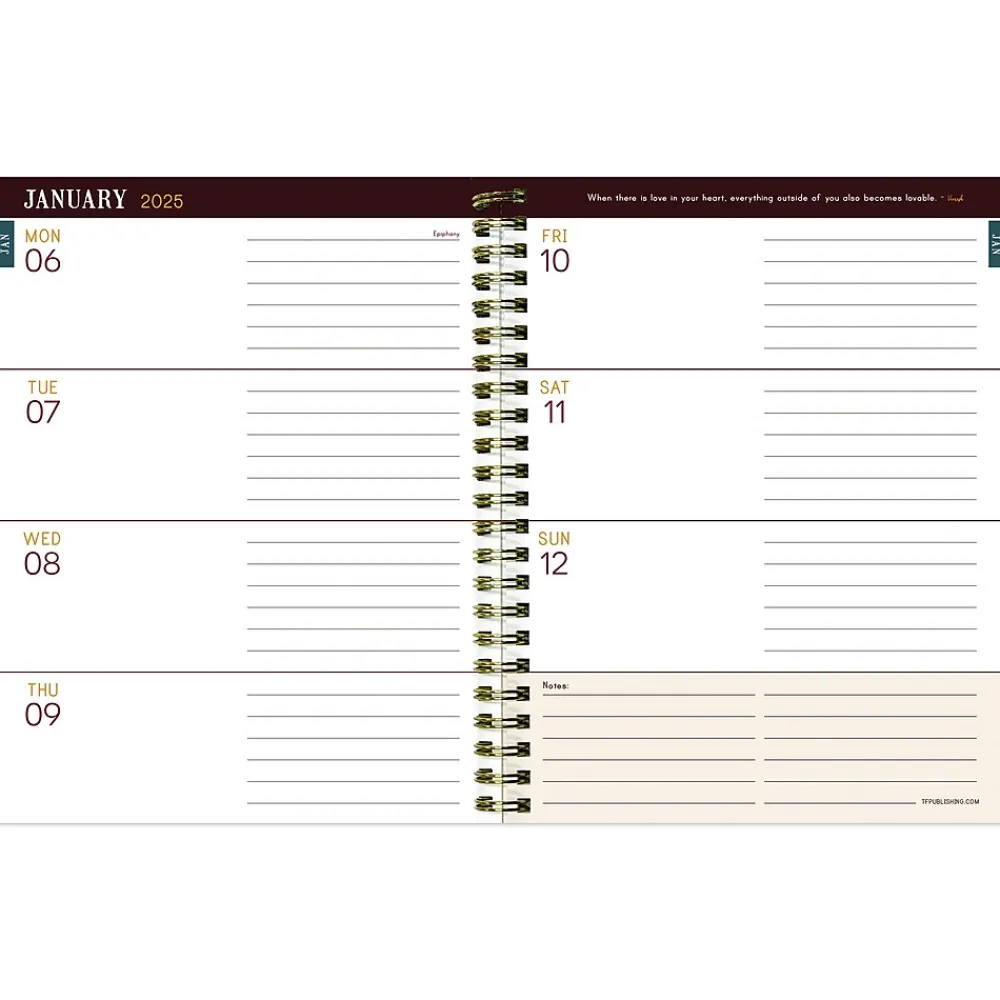 2025 Planners|TF Publishing 2025 Aged Leather 6.5" x 8" Weekly & Monthly Planner, Paperboard Cover, Multicolor (25-9218)