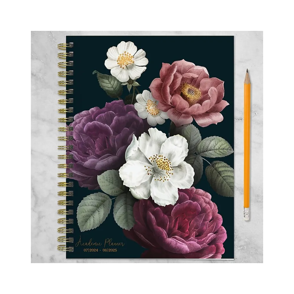 Academic Planners|TF Publishing 2024-2025 Bibliophile Series Peony and Petals 6" x 8" Academic Weekly & Monthly Planner, Paperboard Cover