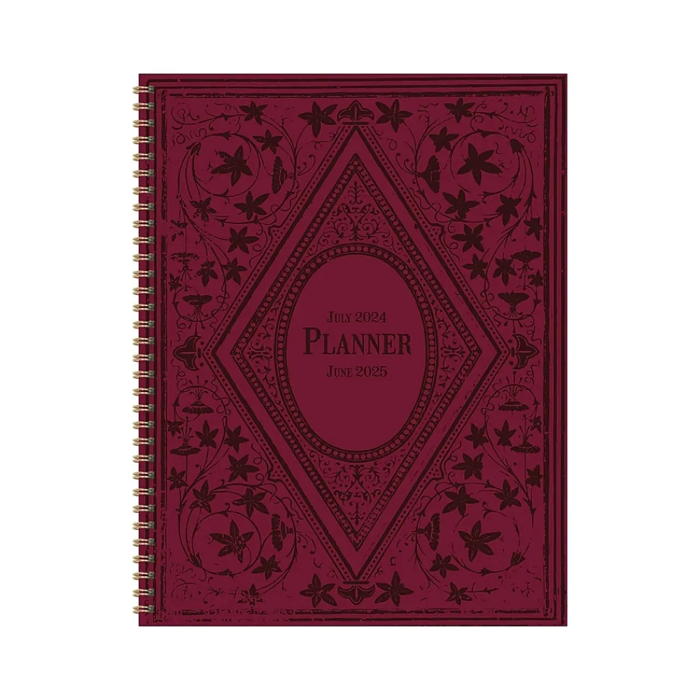 Academic Planners|TF Publishing 2024-2025 Bibliophile Series Merlot 8.5" x 11" Academic Weekly & Monthly Planner, Paperboard Cover, Red/Black