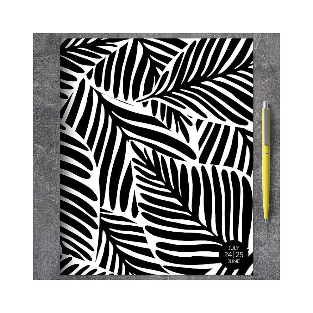 Academic Planners|TF Publishing 2024-2025 Black Leaves 9" x 11" Academic Monthly Planner, Paperboard Cover, Black/White (AY25-4500)