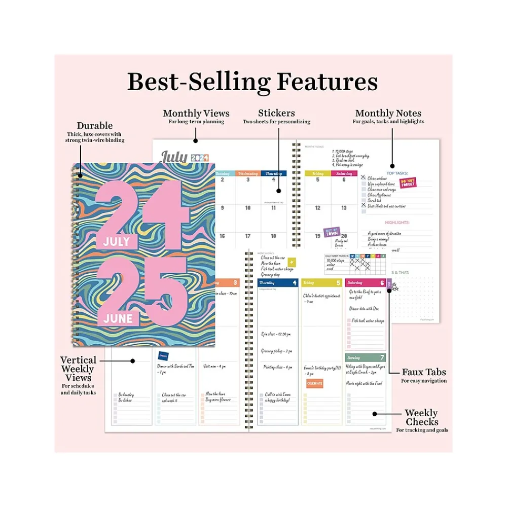 Academic Planners|TF Publishing 2024-2025 Cali Girl Groovy 8.5" x 11" Academic Weekly & Monthly Planner, Paperboard Cover, Multicolor
