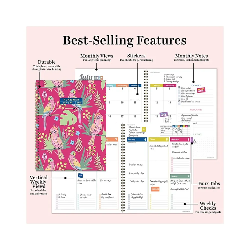 Academic Planners|TF Publishing 2024-2025 Cali Girl Collection Pretty Parrot 8.5" x 11" Academic Weekly & Monthly Planner, Paperboard Cover