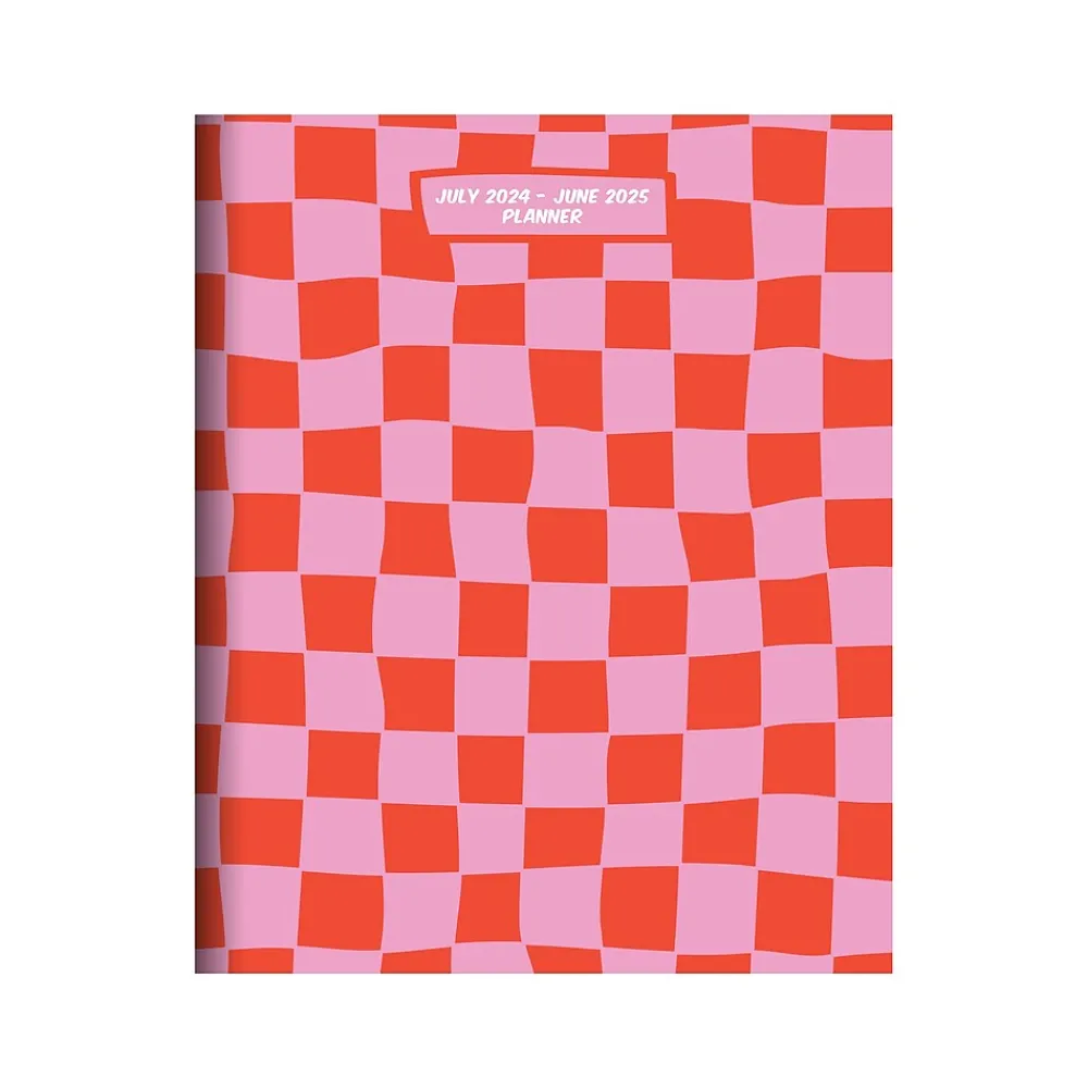 Academic Planners|TF Publishing 2024-2025 Check Pink and Red 6.5" x 8" Academic Monthly Planner, Paperboard Cover (AY25-4202)