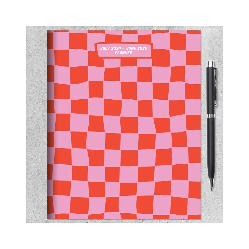 Academic Planners|TF Publishing 2024-2025 Check Pink and Red 6.5" x 8" Academic Monthly Planner, Paperboard Cover (AY25-4202)