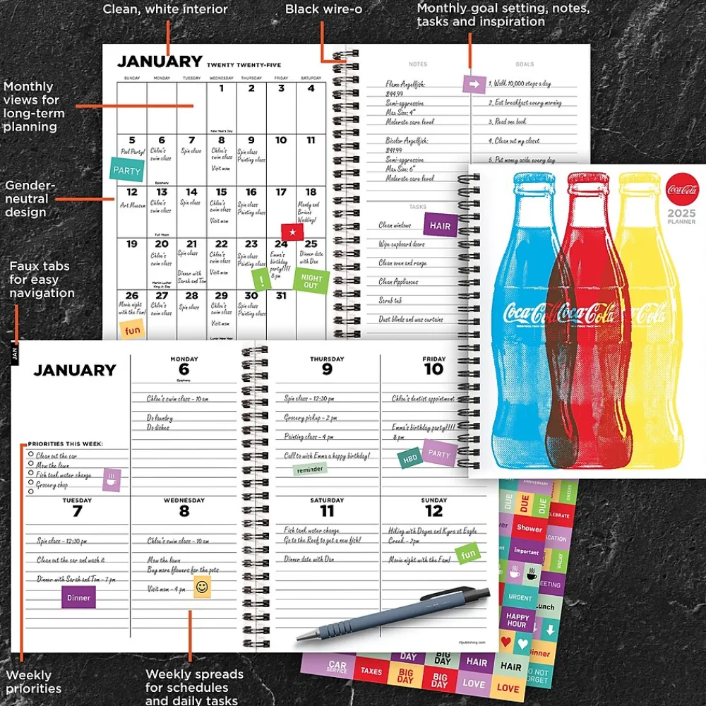 2025 Planners|TF Publishing 2025 Coca-Cola 6.5" x 8" Weekly & Monthly Planner, Paperboard Cover, Multicolor (25-9226)
