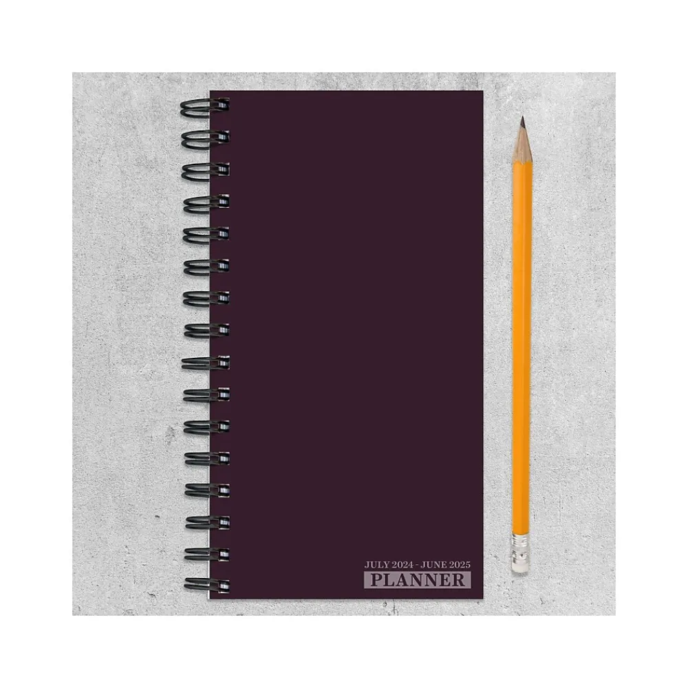 Academic Planners|TF Publishing 2024-2025 Dark As Night 3.5" x 6.5" Academic Weekly & Monthly Planner, Paperboard Cover, Purple (AY25-7502)