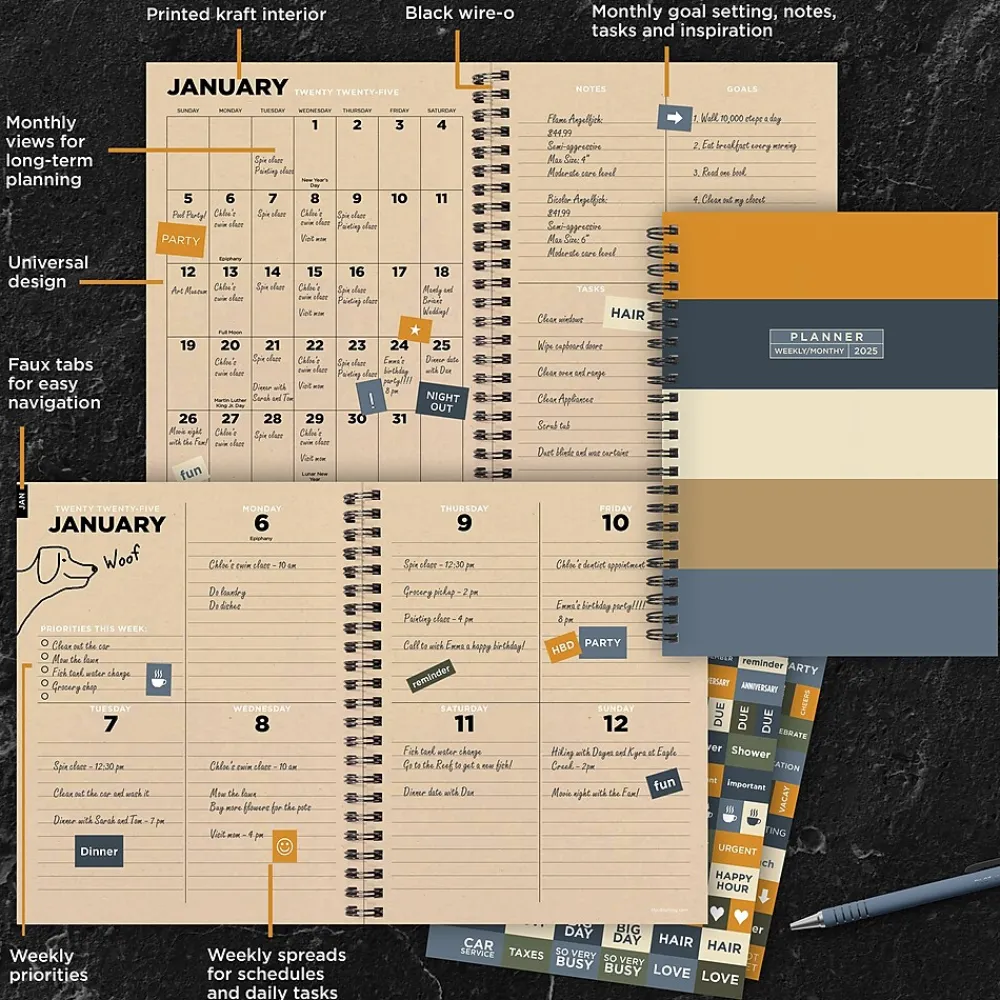 2025 Planners|TF Publishing 2025 Element Layers 6.5" x 8" Weekly & Monthly Planner, Paperboard Cover, Multicolor (25-9204)