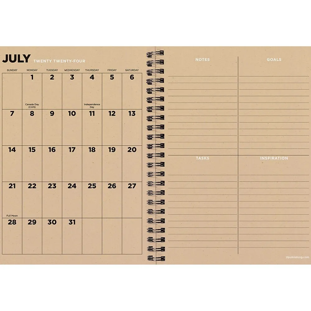 Academic Planners|TF Publishing 2024-2025 Elements Series Aspen Trees 6" x 8" Academic Weekly & Monthly Planner, Paperboard Cover, Yellow/White