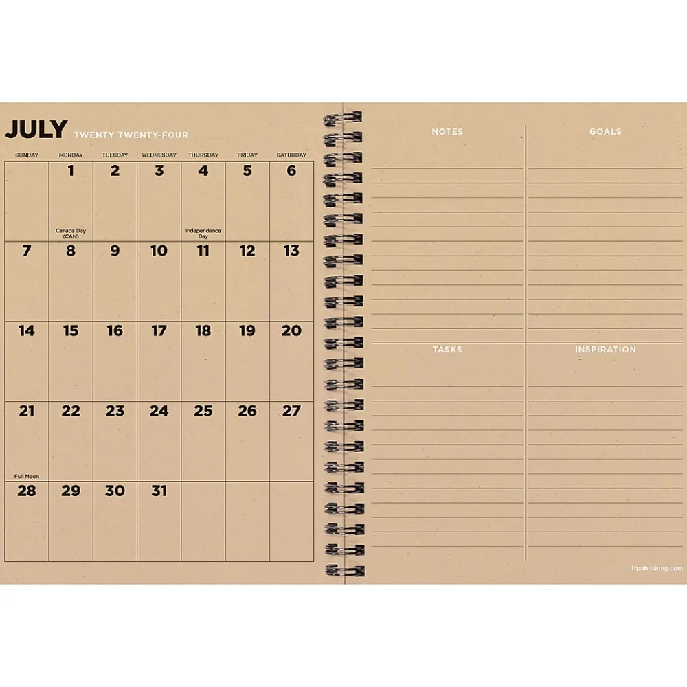 Academic Planners|TF Publishing 2024-2025 Elements Series Ombre Woods 6" x 8" Academic Weekly & Monthly Planner, Paperboard Cover, Kraft/Black