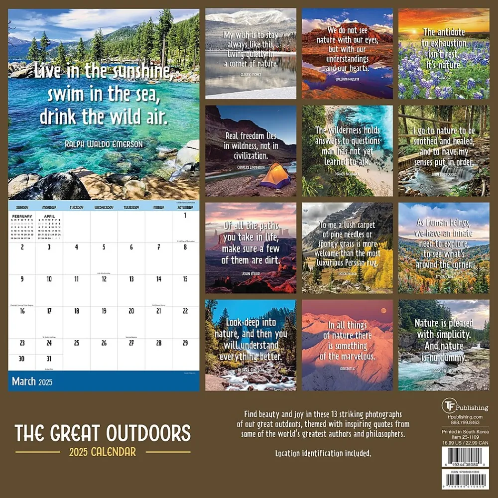 2025 Calendars|TF Publishing 2025 Great Outdoors 12" x 12" Monthly Wall Calendar (25-1109)
