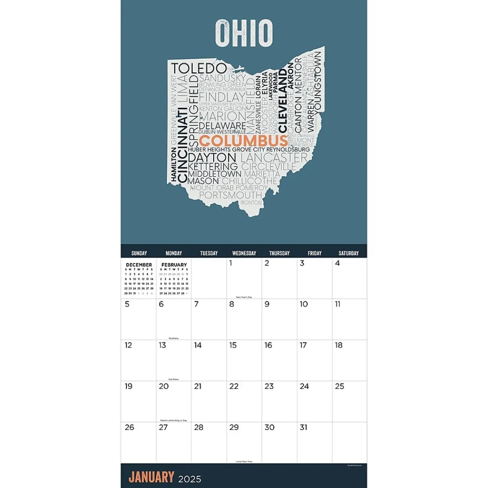 2025 Calendars|TF Publishing 2025 Home: Ohio 12" x 12" Monthly Wall Calendar (25-1131)