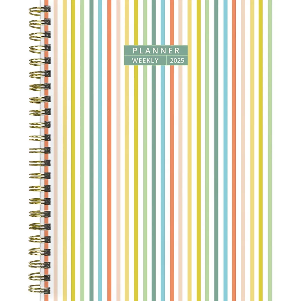 2025 Planners|TF Publishing 2025 Malibu Stripes 6.5" x 8" Weekly & Monthly Planner, Paperboard Cover, Multicolor (25-9216)