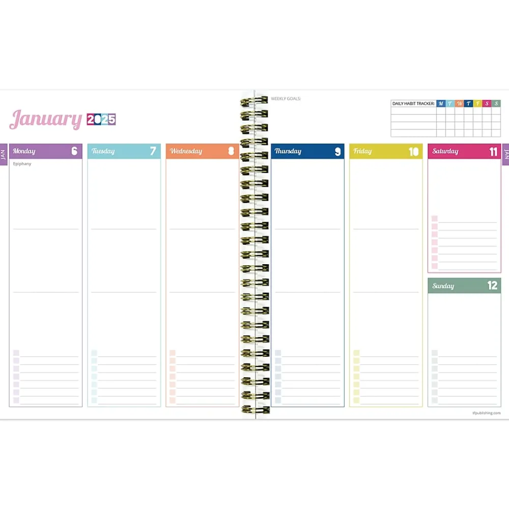 2025 Planners|TF Publishing 2025 Malibu Stripes 6.5" x 8" Weekly & Monthly Planner, Paperboard Cover, Multicolor (25-9216)