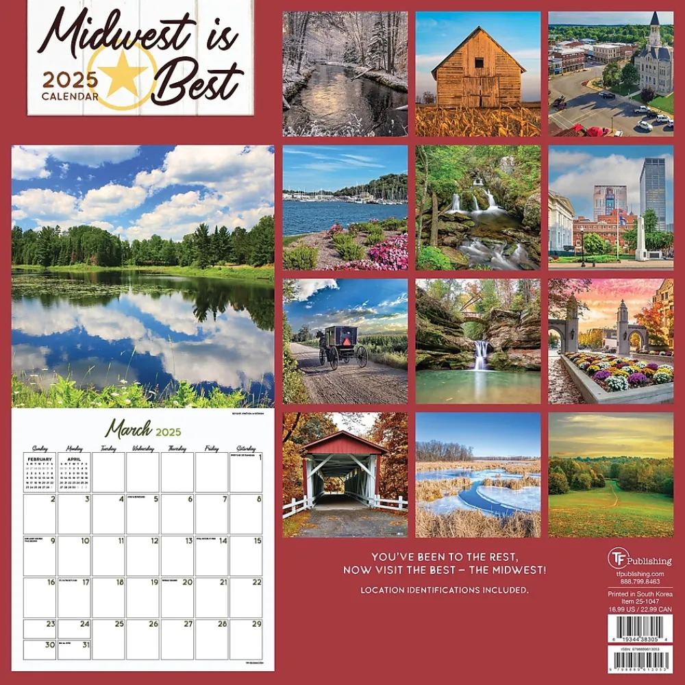 2025 Calendars|TF Publishing 2025 Midwest Is Best 12" x 12" Monthly Wall Calendar (25-1047)