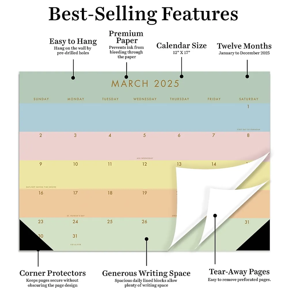 2025 Calendars|TF Publishing 2025 Super Stripe 12" x 17" Monthly Desk Pad Calendar (25-8508)