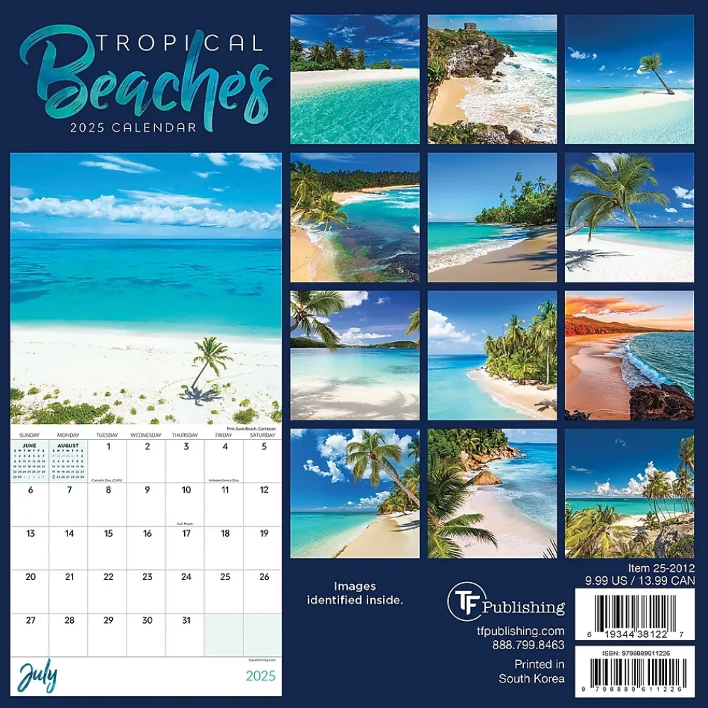 2025 Calendars|TF Publishing 2025 Tropical Beaches 7" x 7" Monthly Wall Calendar (25-2012)