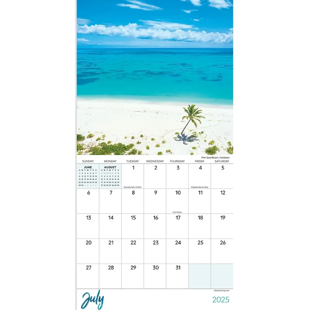 2025 Calendars|TF Publishing 2025 Tropical Beaches 7" x 7" Monthly Wall Calendar (25-2012)