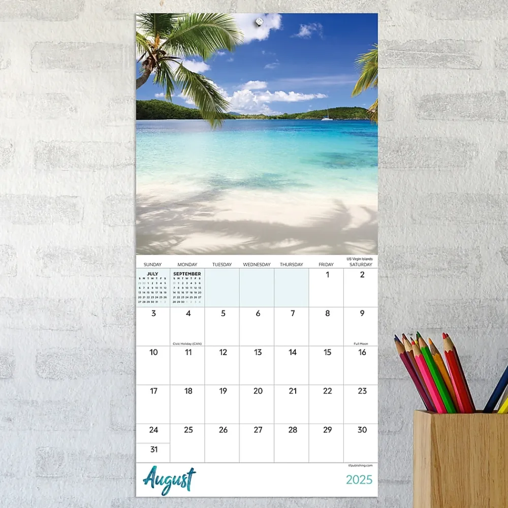 2025 Calendars|TF Publishing 2025 Tropical Beaches 7" x 7" Monthly Wall Calendar (25-2012)