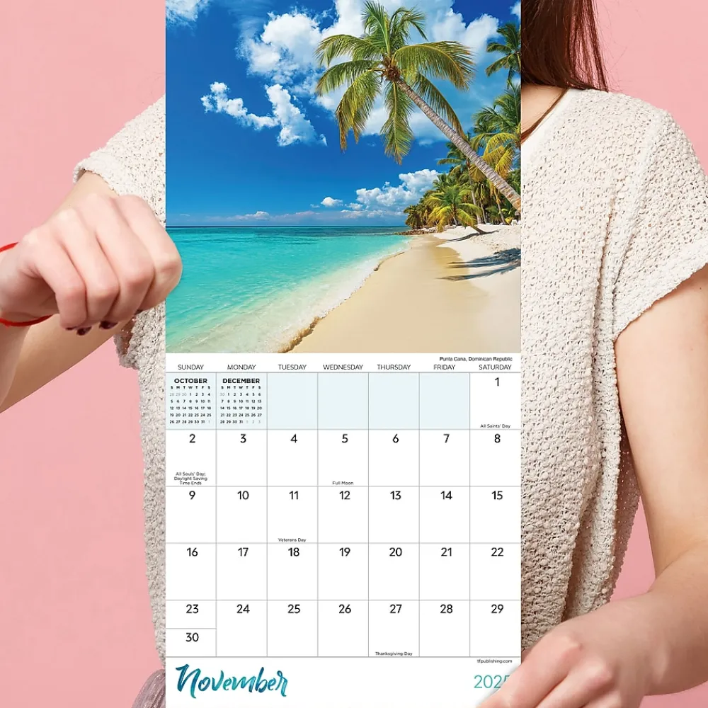 2025 Calendars|TF Publishing 2025 Tropical Beaches 7" x 7" Monthly Wall Calendar (25-2012)