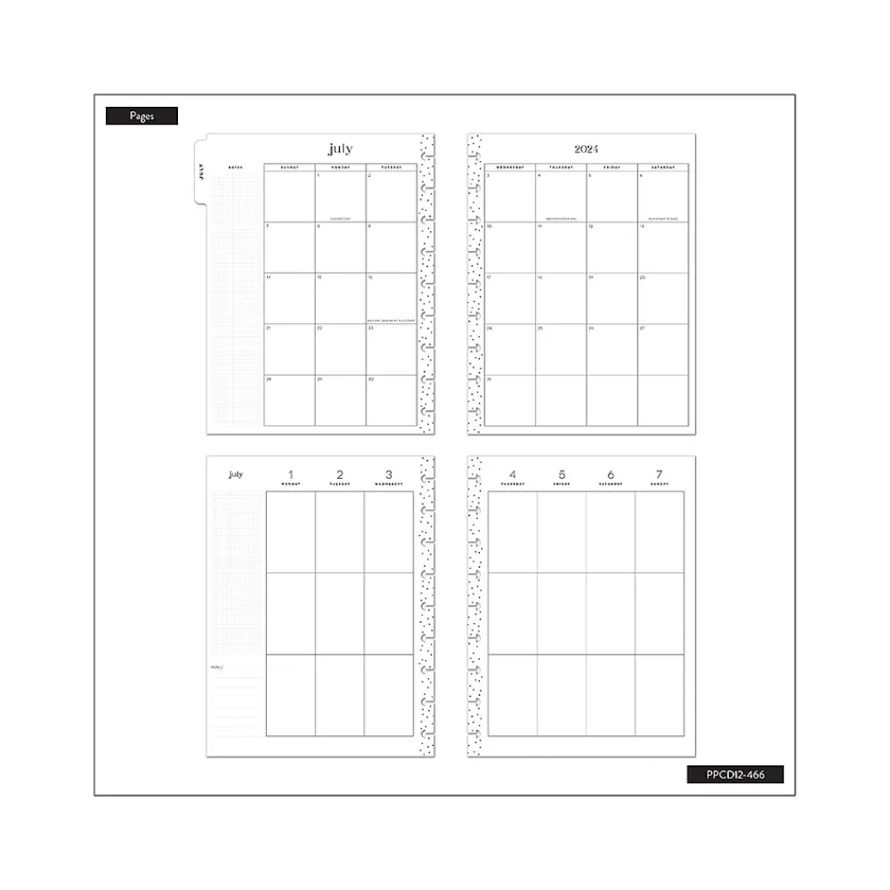 Academic Planners|The Happy Planner 2024-2025 Exotic Borders 7" x 9.25" Academic Weekly & Monthly Planner, Plastic Cover, White/Blue