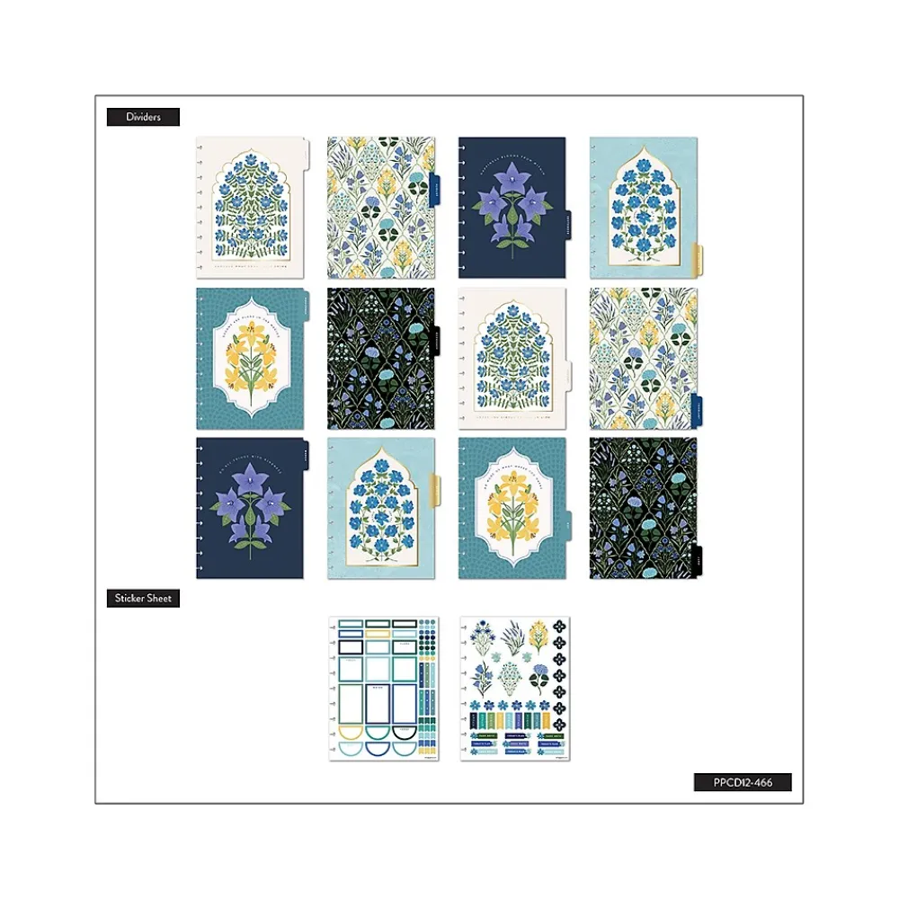 Academic Planners|The Happy Planner 2024-2025 Exotic Borders 7" x 9.25" Academic Weekly & Monthly Planner, Plastic Cover, White/Blue